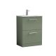 600mm Floor Standing 2 Drawer Vanity & Basin 2 - Nuie ARN833B Green, Green colour ,image 1