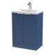 600mm Floor Standing 2 Door Vanity & Basin 1 - Hudson Reed DFF325A Blue, Blue colour ,image 1