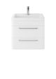Wall Hung 600mm Cabinet & Ceramic Basin - Hudson Reed SOL102A Pure White, White colour ,image 1