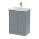 600mm Floor Standing 2 Door Vanity & Basin 3 - Hudson Reed JNU2303D Grey, Grey colour ,image 1