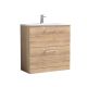 800mm Floor Standing 2-Drawer Vanity & Basin 4 - Nuie ARN3035G Oak, Oak colour ,image 1