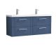 1200mm Wall Hung 4 Drawer Vanity & Double Basin - Nuie DPF393F Blue, Blue colour ,image 1