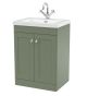 600mm Floor Standing 2-Door Vanity with Basin - 1 Tap Hole - Nuie CLC825L Green, Green colour ,image 1