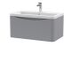 800mm Wall Hung 1 Drawer Vanity & Ceramic Basin - Nuie LUN206A Grey, Grey colour ,image 1