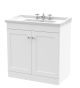 800mm Floor Standing 2 Door Vanity & Basin 3TH - Nuie CLC126G White, White colour ,image 1
