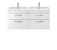 1200mm Wall Hung Cabinet With Double Ceramic Basin - Nuie ATH048F Gloss White, White colour ,image 1
