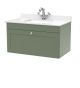 800mm Wall Hung 1 Drawer Vanity & Marble Top 1TH - Nuie CLC896WS1 Green, Green colour ,image 1