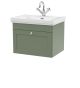 600mm Wall Hung 1-Drawer Vanity & Basin 1TH - Nuie CLC894A Green, Green colour ,image 1