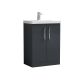 600mm Floor Standing 2 Door Vanity & Basin 3 - Nuie ARN1403D Black, Black colour ,image 1