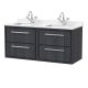 1200mm Wall Hung 4-Drawer Vanity with Marble Worktop Basin - Hudson Reed LIL2224WS2 Grey, Grey colour ,image 1
