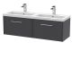 1200mm Wall Hung 2 Drawer Vanity & Double Basin - Hudson Reed JNU2222C Grey, Grey colour ,image 1