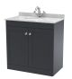 800mm Floor Standing 2 Door Vanity & Marble Top 1TH - Nuie CLC1426GR1 Black, Black colour ,image 1