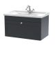 800mm Wall Hung 1 Drawer Vanity & Basin 1TH - Nuie CLC1496F Black, Black colour ,image 1