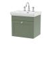 500mm Wall Hung 1-Drawer Vanity & Basin 3TH - Nuie CLC891B Green, Green colour ,image 1