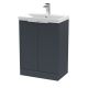 600mm Floor Standing 2 Door Vanity & Basin 3 - Hudson Reed DFF1425D Black, Black colour ,image 1