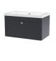 800mm Wall Hung 2-Door Vanity with Basin - 0 Tap Hole - Nuie CLC1496K Black, Black colour ,image 1