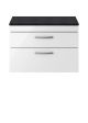 800mm Wall Hung Vanity With Sparkling Black Worktop - Nuie ATH069LSB Gloss White, White colour ,image 1