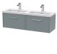 1200mm Wall Hung 2 Drawer Vanity & Double Basin - Hudson Reed JNU2322C Grey