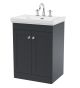 600mm Floor Standing 2-Door Vanity & Basin 3TH - Nuie CLC1425B Black