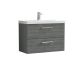 800mm Wall Hung 2 Drawer Vanity & Basin 1 - Nuie ARN526A Grey, Grey colour ,image 1