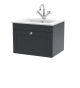 600mm Wall Hung 1-Drawer Vanity with Basin - 1 Tap Hole - Nuie CLC1494C Black, Black colour ,image 1