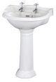 600mm Basin & Pedestal (2 Tap Hole) - Hudson Reed CRT003 White, White colour ,image 1