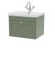 600mm Wall Hung 1-Drawer Vanity with Basin - 1 Tap Hole - Nuie CLC894E Green, Green colour ,image 1