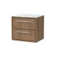 600mm Wall Hung 2-Drawer Vanity with Marble Worktop - Hudson Reed LIL2724CMT Oak, Oak colour ,image 1