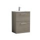 600mm Floor Standing 2 Drawer Vanity & Basin 2 - Nuie ARN2533B Oak, Oak colour ,image 1