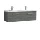 1200mm Wall Hung 2 Drawer Vanity & Double Basin - Nuie ARN522C Grey, Grey colour ,image 1