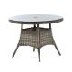 Regent Rattan Round Table - 1000mm Diameter Tempered Glass Top - 40mm Parasol Hole - Grey/Brown