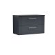 800mm Wall Hung 2 Drawer Vanity & Laminate Top - Nuie DPF1495LSB Black, Black colour ,image 1