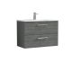 800mm Wall Hung 2 Drawer Vanity & Basin 2 - Nuie ARN526B Grey, Grey colour ,image 1