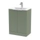 600mm Floor Standing 2 Door Vanity & Basin 2 - Hudson Reed DFF825B Green, Green colour ,image 1