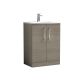 600mm Floor Standing 2 Door Vanity & Basin 4 - Nuie ARN2503G Oak, Oak colour ,image 1