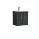 500mm Wall Hung 2 Door Vanity & Basin 4 - Nuie ARN1421G Black, Black colour ,image 1