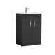 600mm Floor Standing Vanity With Basin 2 - Nuie ATH026B Charcoal Black, Hacienda Black colour ,image 1