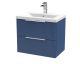 600mm Wall Hung 2 Drawer Vanity & Basin 1 - Hudson Reed DFF393A Blue, Blue colour ,image 1