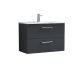 800mm Wall Hung 2 Drawer Vanity & Basin 2 - Nuie ARN1426B Black, Black colour ,image 1
