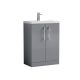 600mm Floor Standing 2-Door Vanity & Ceramic Basin - Nuie PAL031E Grey