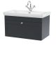 800mm Wall Hung 1-Drawer Vanity & Basin 1TH - Nuie CLC1496A Black, Black colour ,image 1