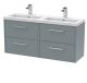 1200mm Wall Hung 4 Drawer Vanity & Double Basin - Hudson Reed JNU2324C Grey, Grey colour ,image 1
