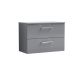 800mm Wall Hung 2 Drawer Vanity & Worktop - Nuie ARN2226W Grey, Grey colour ,image 1