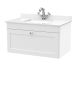 800mm Wall Hung 1 Drawer Vanity & Marble Top 1TH - Nuie CLC196WS1 White, White colour ,image 1