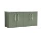 1200mm Wall Hung 4-Door Vanity & Laminate Worktop - Nuie ARN823LBG2 Green, Green colour ,image 1