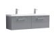 1200mm Wall Hung 2 Drawer Vanity & Double Basin - Nuie ARN2222F Grey, Grey colour ,image 1