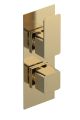Twin Thermostatic Valve With Diverter - Nuie WIN8TW02 Brushed Brass, Brass colour ,image 1