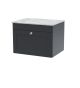 600mm Wall Hung 1-Drawer Vanity with Marble Top - Nuie CLC1494GMT Black, Black colour ,image 1