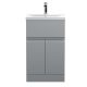 500mm Floor Standing 2-Door/Drawer Vanity Unit & Basin 1 - Hudson Reed URB201A Satin Grey, Grey colour ,image 1