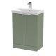 600mm Floor Standing 2 Door Vanity & Basin 3 - Hudson Reed DFF825D Green, Green colour ,image 1